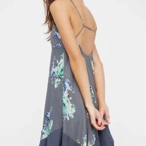 Free People Asymmetrical Floral Gray Dress M